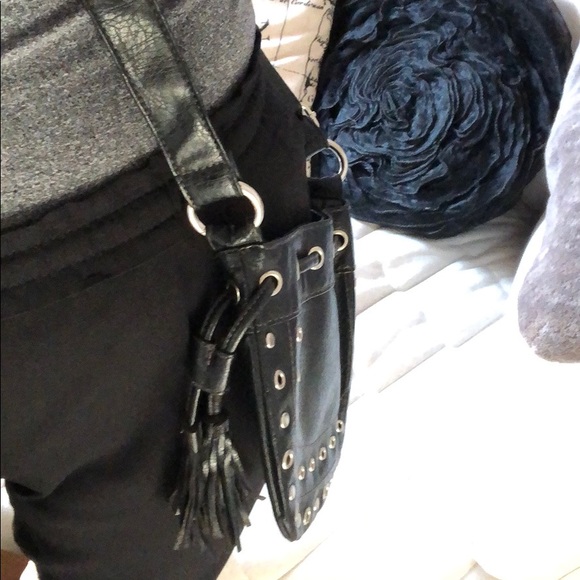 Black Studded Cross Body Giannini Bag - Picture 6 of 11